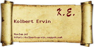 Kolbert Ervin névjegykártya